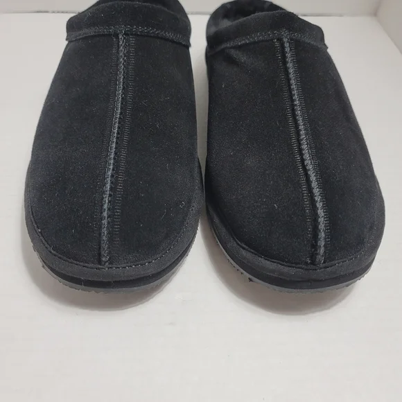 MyPillow MySlippers Men's Slip-On Black Suede Leather Slippers 4 Tier Cushion - Picture 2 of 7